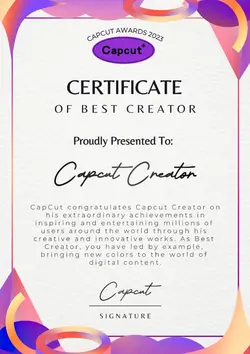Non-Marketing Award Certificate Pink Purple Best Creator Planner
