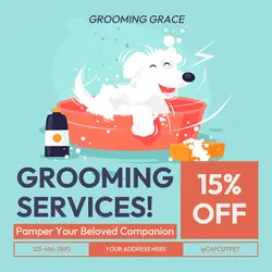 Pet Grooming Services Promotion Blue Instagram Post