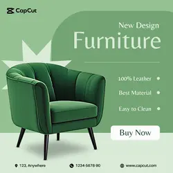 Minimalist Green Furniture Sofa Chair with Features Instagram Post