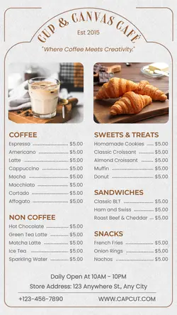 Cafe Menu Instagram Stories