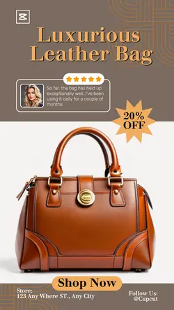 Fashion Leather Bag Product Display with Costumer Feedback Instagram Story