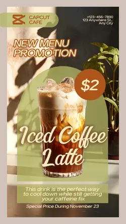 Food Iced Coffee Menu Promotion Instagram Story