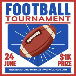 Sport Football Tournament Promotion Instagram Post Blue Red Flat Modern