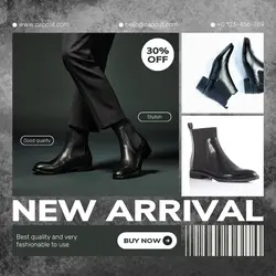 New arrival chelsea boots instagram post black and gray minimalist