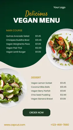 Food Promotion Menu Vegan Restaurant Instagram Story