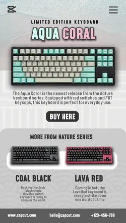Mobile Size Tech Mechanical Keyboard Landing