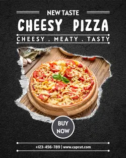 New taste cheese pizza black product display instagram potrait