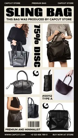 8 Multi-product Image Sling Bags Promotion Instagram Story Black Cream