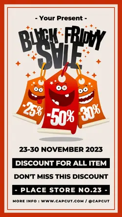 Black Friday Sale Promotion Product Social Media Story Red Whit  Retro Funny Style