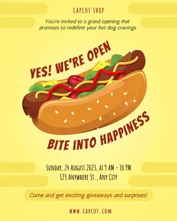 Food Hot Dog Shop Grand Opening Instagram Portrait