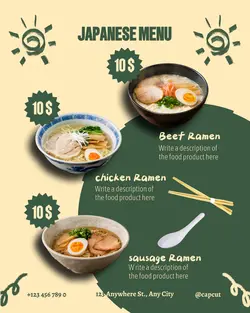 Traditional style Japanese food menu for Instagram portrait posts