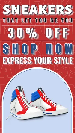 Sneakers Shoes Promotion Product Instagram Story Red Blue