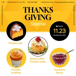 Thanksgiving Services Pumpkin pie Product display Minimalist