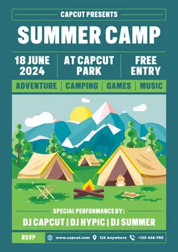 Non-marketing Poster Summer Camp Party Promotion