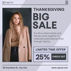 Thanksgiving Sale Instagram Post Gray