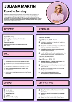 Business Resume Executive Secretary