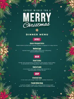 Merry Christmas Dinner Menu Template