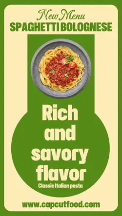 Food New Menu Spaghetti Instagram Story