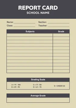 Non marketing Report card Minimalist style