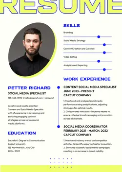 Non-Marketing Resume Blue Yellow