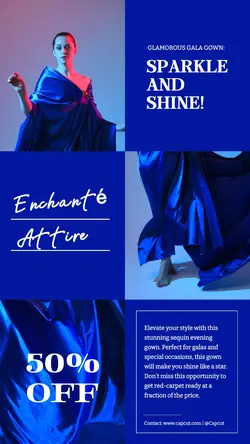 Fashion Sale Glamorous Gala Gown Blue Instagram Story