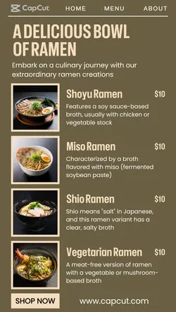Ramen Menu Display Instagram Story
