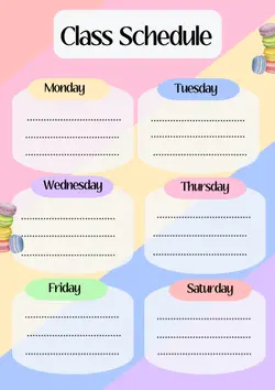 Non-marketing class schedule macaroon pastel