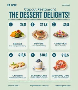 Food & Beverage Dessert Menu Minimalist