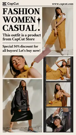 Fashion Women Casual Outfit 6 Multi-Product Image Product Display Tik Tok Cream Minimalist