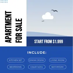 Real Estate Apartment For Sale  Blue Minimalist Instagram Post