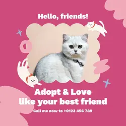 Pink Pet Adopt Instagram Post