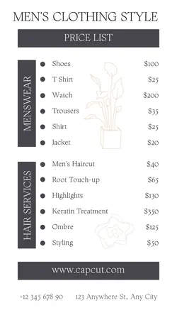 2024hot Men's Clothes Style Price List