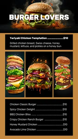 Burger Lovers Menu