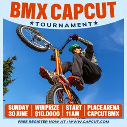Sport BMX Tournament Promotion Instagram Post Blue Orange Flat Modern