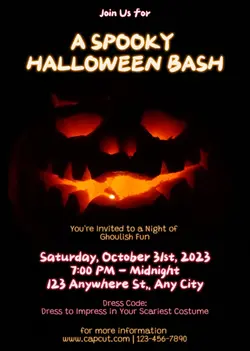 Halloween Invitation Letter Poster Black Spooky 