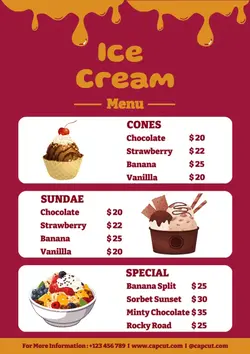 Ice Cream Menu In Flyer Size