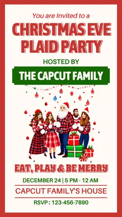 Christmas Eve Plaid Party Instagram Story