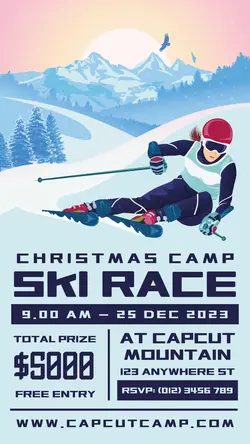 Christmas Camp Ski Race Promotion Instagram Story