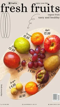 Food Fruits Menu Retro