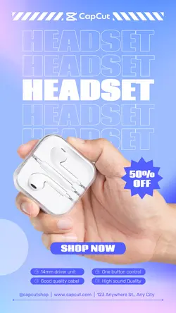 Headset Discount Promotion Instagram Story Post Modern Design
