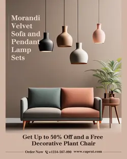 Furniture Morandi Velvet Sofa and Pendant Lamp Sets Portrait