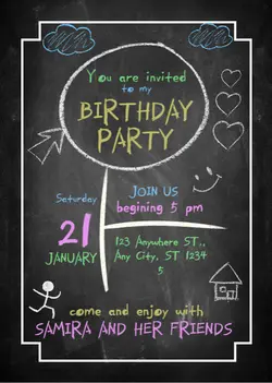 Non-marketing Invitation Birthday Party Classic Blackboard