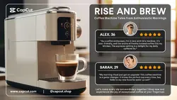 Electronic Coffee Machine Promo Twitter Post Testimonial