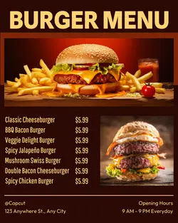Burger Food Menu Instagram Portrait