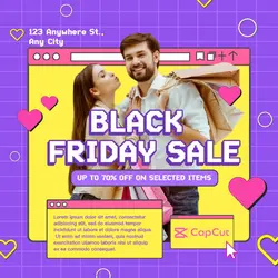 Purple and Yellow Black Friday Sale Template