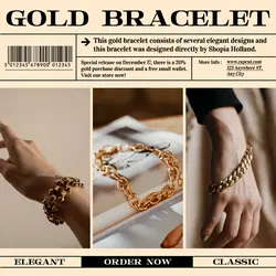 Cream Minimalist Effect Display Accessories Gold Bracelet Product Display Instagram Post