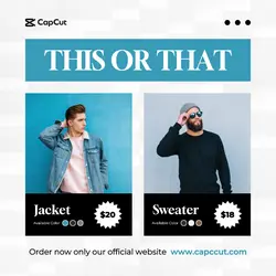 White and Blue This or That Fashion Instagram Post