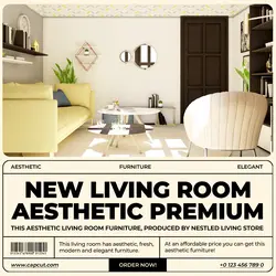 New Living Room Aesthetic Premium Instagram Post Cream Minimalist