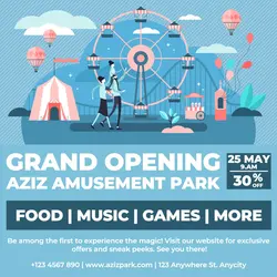 Grand Opening Park Promotion Social Media Post Flat Modern