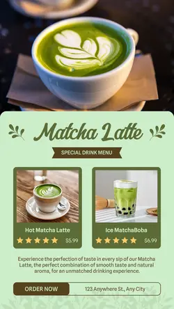 Special Drink Matcha Latte Instagram Story